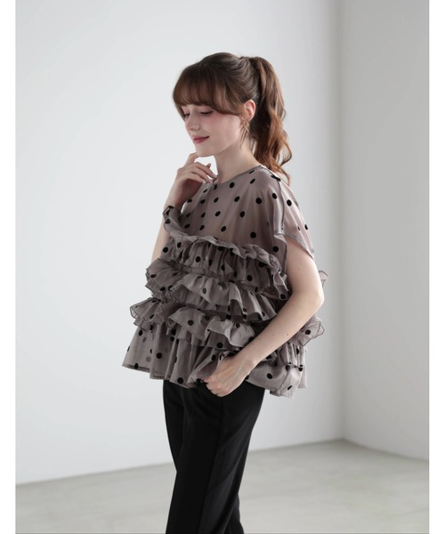 M y u(ミュー)の「フラワーブーケドットブラウス(シャツ/ブラウス・レディース・GRAY/WHITE/BLACK・ML)」の12枚目の写真