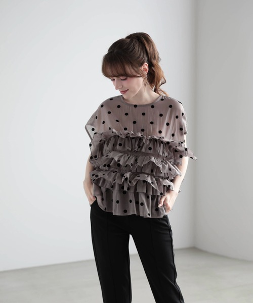 M y u(ミュー)の「フラワーブーケドットブラウス(シャツ/ブラウス・レディース・GRAY/WHITE/BLACK・ML)」の11枚目の写真