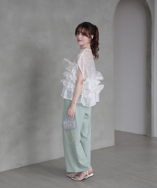 M y u(ミュー)の「フラワーブーケドットブラウス(シャツ/ブラウス・レディース・GRAY/WHITE/BLACK・ML)」の9枚目の写真