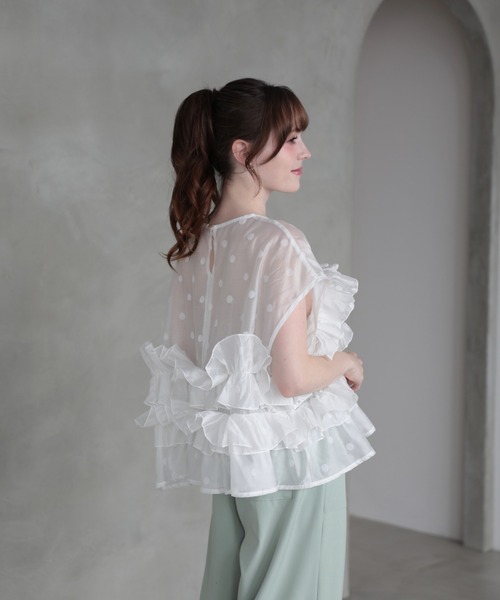 M y u(ミュー)の「フラワーブーケドットブラウス(シャツ/ブラウス・レディース・GRAY/WHITE/BLACK・ML)」の7枚目の写真