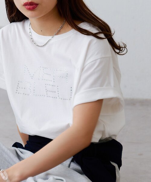 DISCOAT(ディスコート)の「ラインストーンロゴTシャツ(Tシャツ/カットソー・レディース・ブラック/オフホワイト・FREE)」の21枚目の写真