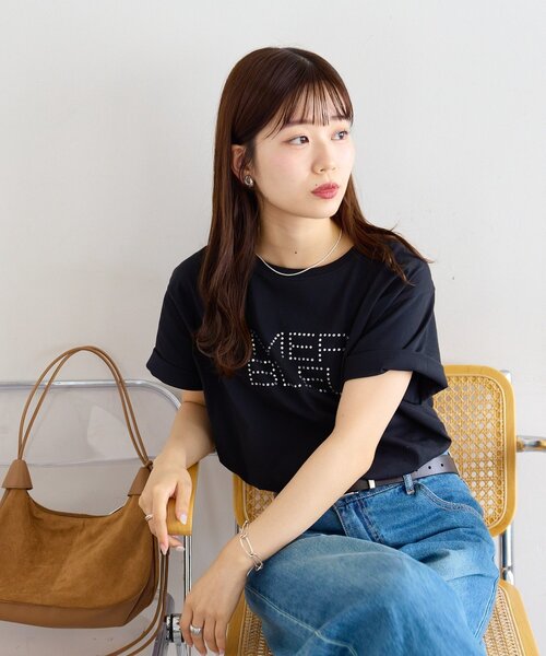 DISCOAT(ディスコート)の「ラインストーンロゴTシャツ(Tシャツ/カットソー・レディース・ブラック/オフホワイト・FREE)」の16枚目の写真