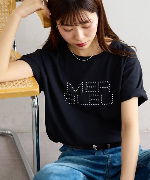DISCOAT(ディスコート)の「ラインストーンロゴTシャツ(Tシャツ/カットソー・レディース・ブラック/オフホワイト・FREE)」の14枚目の写真