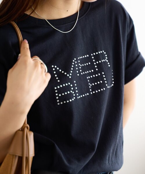 DISCOAT(ディスコート)の「ラインストーンロゴTシャツ(Tシャツ/カットソー・レディース・ブラック/オフホワイト・FREE)」の12枚目の写真