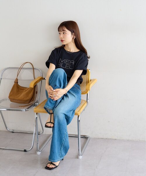 DISCOAT(ディスコート)の「ラインストーンロゴTシャツ(Tシャツ/カットソー・レディース・ブラック/オフホワイト・FREE)」の10枚目の写真