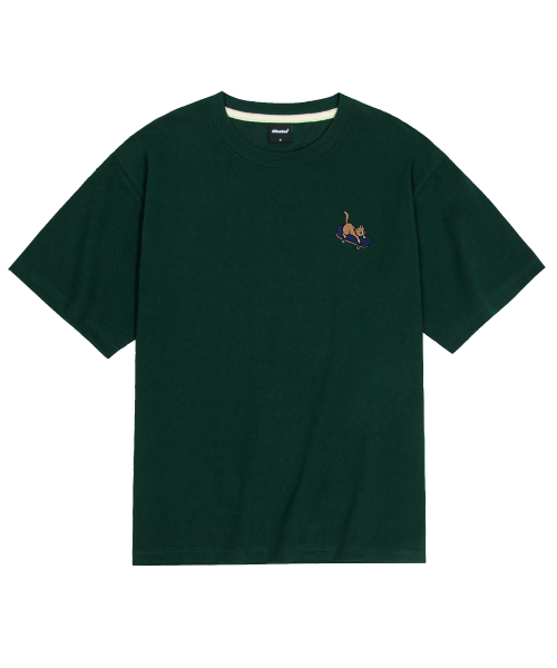 OKSTAR(オクスター)の「クールコットンオーバーサイズボードニャン刺繍半袖Tシャツ(Tシャツ/カットソー・レディース・ダークグリーン/ホワイト/クリーム/ブラック・SMALL/MEDIUM/LARGE/X-LARGE/XX-LARGE)」の6枚目の写真