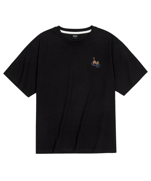 OKSTAR(オクスター)の「クールコットンオーバーサイズボードニャン刺繍半袖Tシャツ(Tシャツ/カットソー・レディース・ダークグリーン/ホワイト/クリーム/ブラック・SMALL/MEDIUM/LARGE/X-LARGE/XX-LARGE)」の7枚目の写真
