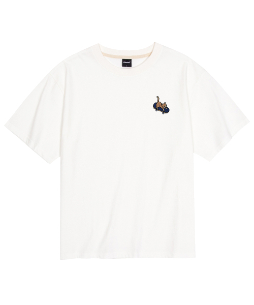 OKSTAR(オクスター)の「クールコットンオーバーサイズボードニャン刺繍半袖Tシャツ(Tシャツ/カットソー・レディース・ダークグリーン/ホワイト/クリーム/ブラック・SMALL/MEDIUM/LARGE/X-LARGE/XX-LARGE)」の8枚目の写真