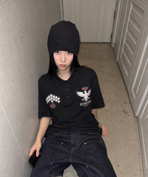 IDWS（アイドンワナセル）の「Star Ridge Polo Shirt Black（ポロシャツ）」