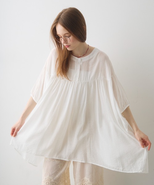 ハウスオブロータス　透け感チュニック セール】volume sheer tunic / ボリュームシアーチュニック