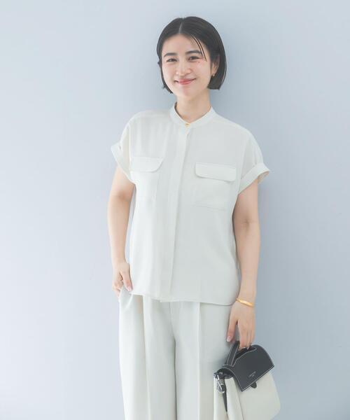 URBAN RESEARCH ROSSO WOMEN(アーバンリサーチ ロッソ)の「クールタッチ吸水速乾ポケットフレアブラウス(シャツ/ブラウス・レディース・アイボリー/ネイビー・FREE)」の5枚目の写真