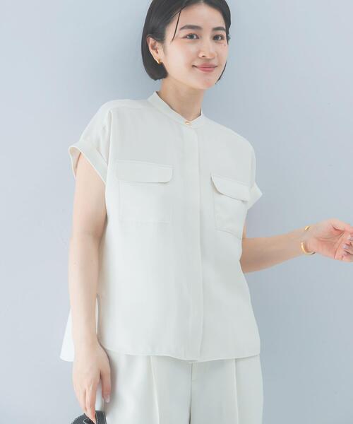 URBAN RESEARCH ROSSO WOMEN(アーバンリサーチ ロッソ)の「クールタッチ吸水速乾ポケットフレアブラウス(シャツ/ブラウス・レディース・アイボリー/ネイビー・FREE)」の7枚目の写真