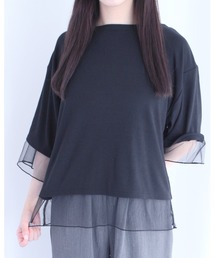 amini（アミニ）の「チュールレイヤード風リブカットソー（Tシャツ/カットソー）」