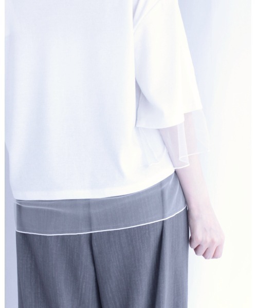 amini（アミニ）の「チュールレイヤード風リブカットソー（Tシャツ/カットソー・レディース・オフホワイト/チャコールグレー/ブラック・MEDIUM）」の19枚目の写真