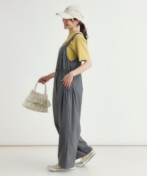 HONEYSUCKLE ROSE(ハニーサックルローズ)の「ウエストドロストサロペット(サロペット/オーバーオール・レディース・ブラック/カーキ・04/05)」の8枚目の写真