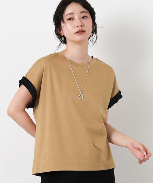 Gready Brilliant(グレディブリリアン)の「スムースタックリボンスリーブ(Tシャツ/カットソー・レディース・キャメル/ブラック・38)」の2枚目の写真