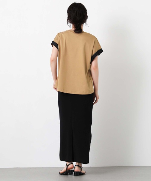 Gready Brilliant(グレディブリリアン)の「スムースタックリボンスリーブ(Tシャツ/カットソー・レディース・キャメル/ブラック・38)」の5枚目の写真