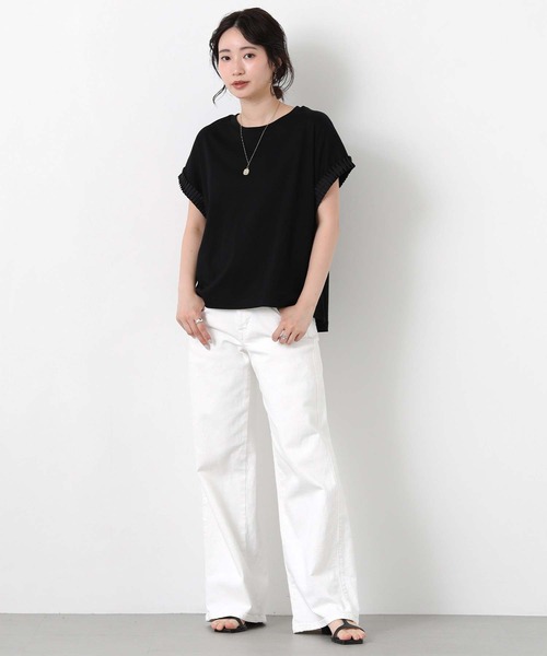 Gready Brilliant(グレディブリリアン)の「スムースタックリボンスリーブ(Tシャツ/カットソー・レディース・キャメル/ブラック・38)」の14枚目の写真