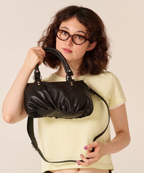TINA:JOJUN(ティーナジョジュン)の「2WAY ギャザー ミニバッグ TINA:JOJUN(ショルダーバッグ・レディース・ブラック/ブラウン・フリー)」の11枚目の写真