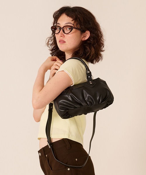 TINA:JOJUN(ティーナジョジュン)の「2WAY ギャザー ミニバッグ TINA:JOJUN(ショルダーバッグ・レディース・ブラック/ブラウン・フリー)」の12枚目の写真