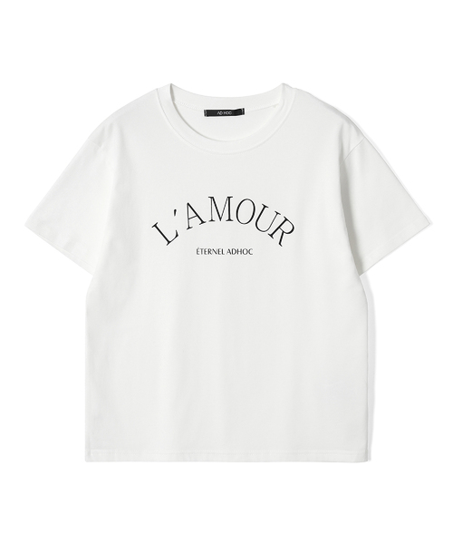ADHOC(アドホック)の「レディース LA MOUR レタリングTシャツ (2 COLOR) (HC5STA3)(Tシャツ/カットソー・レディース・アイボリー/ブラック・FREE)」の1枚目の写真