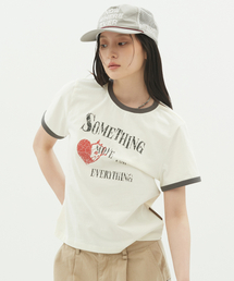 SOMETHING HEART RINGER T-SHIRTS [IVORY]