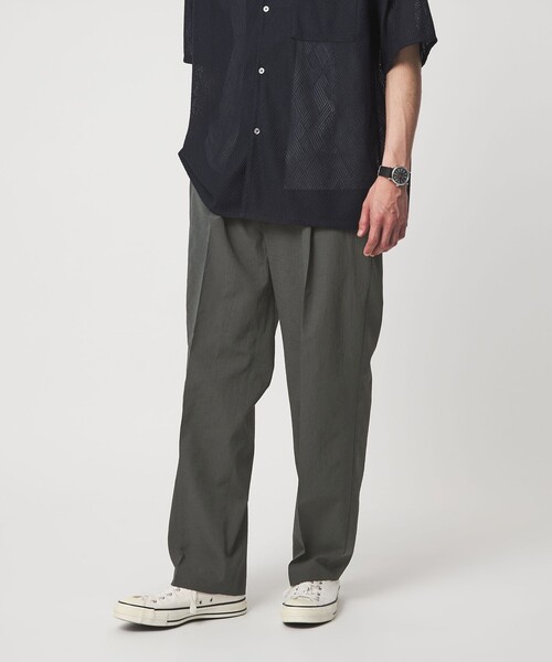 green label relaxing(グリーンレーベルリラクシング)の「ボイル メッシュ ワイド 1P パンツ W4 -吸水速乾-(その他パンツ・メンズ・ネイビー/ダークグレー/モカ・L/M/S/XL)」の2枚目の写真