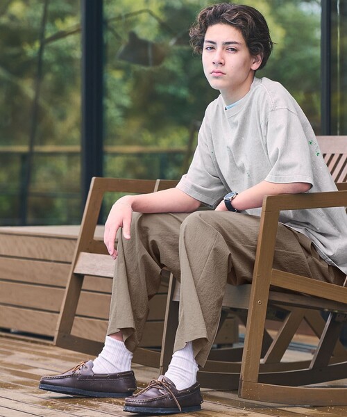 green label relaxing(グリーンレーベルリラクシング)の「ボイル メッシュ ワイド 1P パンツ W4 -吸水速乾-(その他パンツ・メンズ・ネイビー/ダークグレー/モカ・L/M/S/XL)」の4枚目の写真