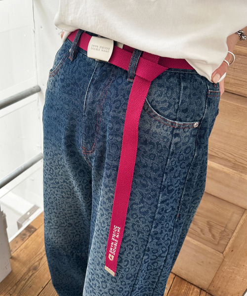 DOUBLE NAME(ダブルネーム)の「マットバックルロゴ刺しゅうガチャベルト(ベルト・レディース・ベージュ/ブラック/ピンク/オフホワイト・FREE)」の9枚目の写真