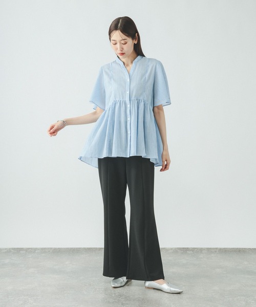 GLOBAL WORK（グローバルワーク）の「イージーケアストレッチフレアパンツ/681322（その他パンツ・レディース・グレイッシュベージュ/ボルドー/オリーブ/ブラック・SMALL/MEDIUM/LARGE）」の5枚目の写真