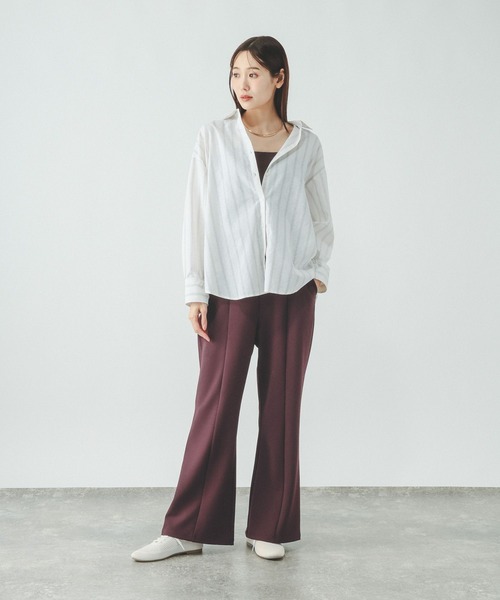 GLOBAL WORK（グローバルワーク）の「イージーケアストレッチフレアパンツ/681322（その他パンツ・レディース・グレイッシュベージュ/ボルドー/オリーブ/ブラック・SMALL/MEDIUM/LARGE）」の22枚目の写真