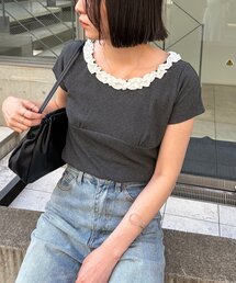 CAPRICIEUX LE'MAGE | フリルネックリブT(Tシャツ/カットソー)