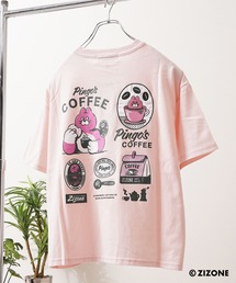 【ZIZONE/ジゾーン】正規ライセンス Pingo Coffee バックプリントTシャツ /ビッグシルエット / 3Dジェルステッカー付き