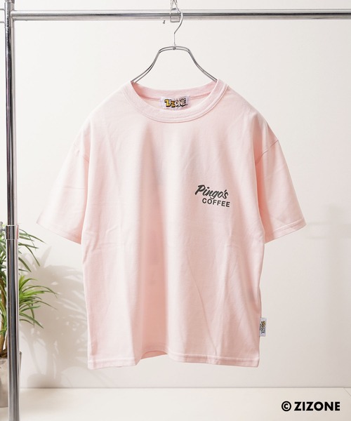 1111clothing(ワンフォークロージング)の「【ZIZONE/ジゾーン】正規ライセンス Pingo Coffee バックプリントTシャツ /ビッグシルエット / 3Dジェルステッカー付き(Tシャツ/カットソー・レディース・クリーム/ピンク・M/S/L)」の11枚目の写真