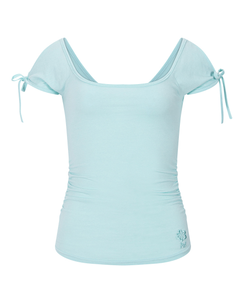 PLEASENOFOLLOW(プリーズノーフォロー)の「Vane Shirring Short Sleeve Top (Soda)(Tシャツ/カットソー・レディース・その他・FREE)」の2枚目の写真