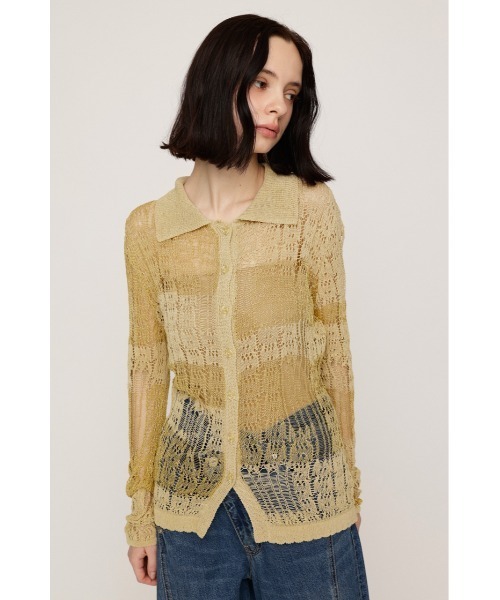 SLY（スライ）の「SHINY CROCHET KNIT CD シャイニークロシェニットカーデ 秋服 春服 夏服 サマーニット（カーディガン/ボレロ・レディース・ベージュ/ブラック・FREE）」の10枚目の写真