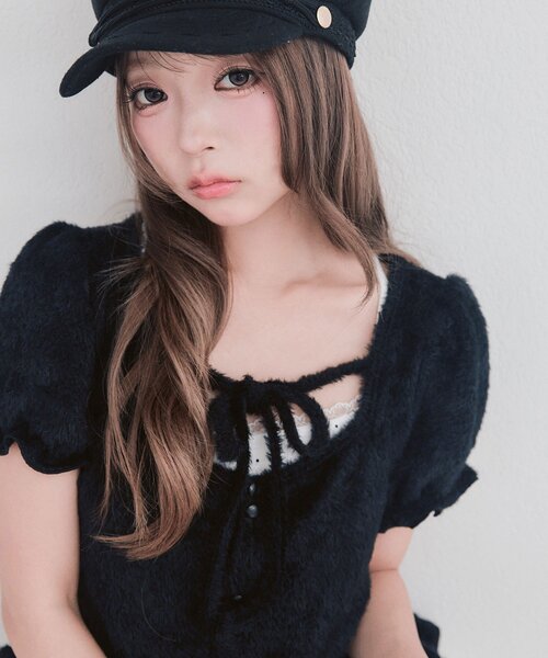 OLIVE des OLIVE(オリーブデオリーブ)の「フェザーチュニック(Tシャツ/カットソー・レディース・ピンク/アイボリー/ブラック・FREE)」の13枚目の写真