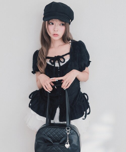 OLIVE des OLIVE(オリーブデオリーブ)の「フェザーチュニック(Tシャツ/カットソー・レディース・ピンク/アイボリー/ブラック・FREE)」の15枚目の写真