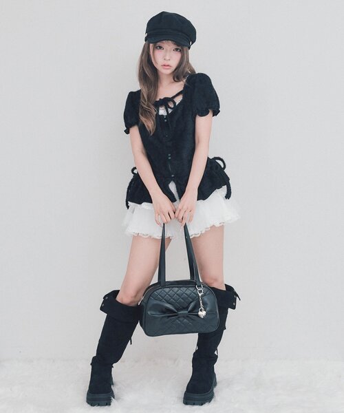 OLIVE des OLIVE(オリーブデオリーブ)の「フェザーチュニック(Tシャツ/カットソー・レディース・ピンク/アイボリー/ブラック・FREE)」の16枚目の写真