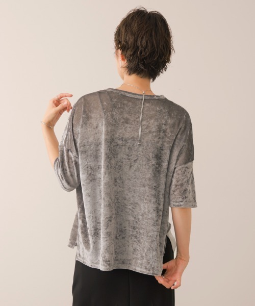 Bou Jeloud(ブージュルード)の「シアーベロア5分袖プルオーバー(Tシャツ/カットソー・レディース・チャコールグレー/ライトブルー/アイボリー・FREE)」の17枚目の写真