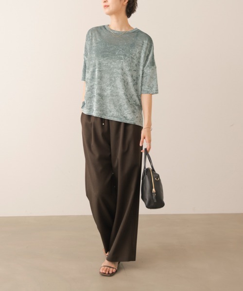 Bou Jeloud(ブージュルード)の「シアーベロア5分袖プルオーバー(Tシャツ/カットソー・レディース・チャコールグレー/ライトブルー/アイボリー・FREE)」の10枚目の写真