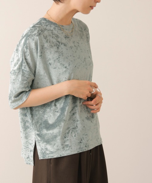 Bou Jeloud(ブージュルード)の「シアーベロア5分袖プルオーバー(Tシャツ/カットソー・レディース・チャコールグレー/ライトブルー/アイボリー・FREE)」の13枚目の写真
