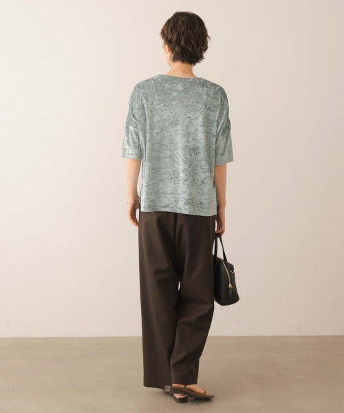 Bou Jeloud(ブージュルード)の「シアーベロア5分袖プルオーバー(Tシャツ/カットソー・レディース・チャコールグレー/ライトブルー/アイボリー・FREE)」の4枚目の写真