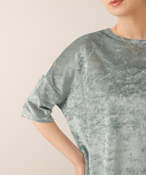 Bou Jeloud(ブージュルード)の「シアーベロア5分袖プルオーバー(Tシャツ/カットソー・レディース・チャコールグレー/ライトブルー/アイボリー・FREE)」の8枚目の写真