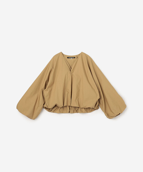 HAVERSACK(ハバーザック)の「HAVERSACK | 〈別注〉 Vネック ドルマンシャツ WOMEN(シャツ/ブラウス・レディース・ベージュ/チャコール・0)」の2枚目の写真