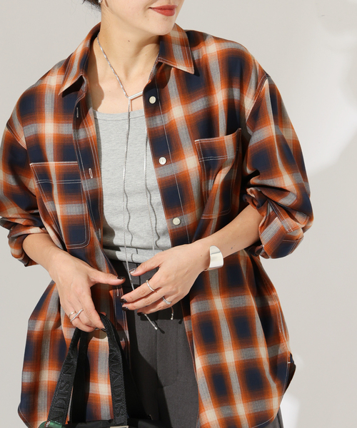 JOURNAL STANDARD(ジャーナルスタンダード)の「オンブレチェック シャツ(シャツ/ブラウス・レディース・コバルトブルー/ブラック系その他・FREE)」の17枚目の写真