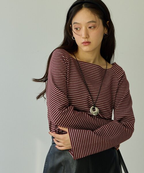 DISCOAT（ディスコート）の「【Noka】2WAYオフショルプルオーバー《WEB限定》（Tシャツ/カットソー・レディース・ブラック/グレー/オフホワイト/バーガンディー・FREE）」の4枚目の写真