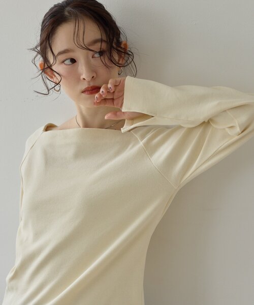 DISCOAT（ディスコート）の「【Noka】2WAYオフショルプルオーバー《WEB限定》（Tシャツ/カットソー・レディース・ブラック/グレー/オフホワイト/バーガンディー・FREE）」の7枚目の写真