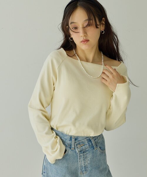 DISCOAT（ディスコート）の「【Noka】2WAYオフショルプルオーバー《WEB限定》（Tシャツ/カットソー・レディース・ブラック/グレー/オフホワイト/バーガンディー・FREE）」の14枚目の写真