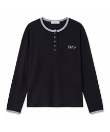 FUZZY SCAN（ファジスキャン）の「ワッフルボタン配色ロングスリーブ3カラー（Tシャツ/カットソー）」